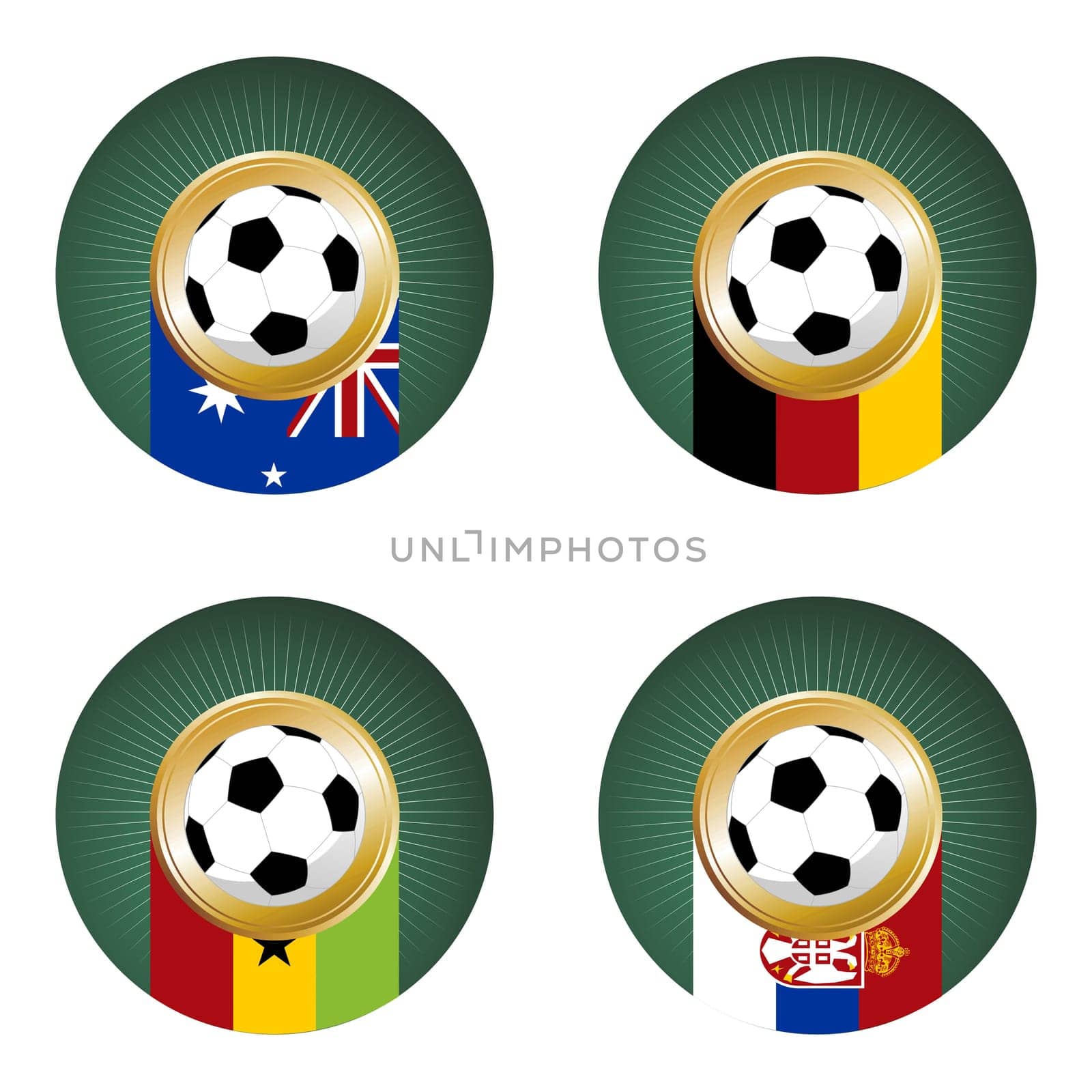 Composition with soccer ball over countries flags. Group D in a soccer championship.