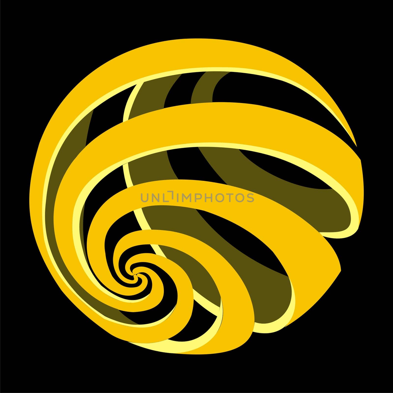 Yellow tones spiral sphere. World globe icon