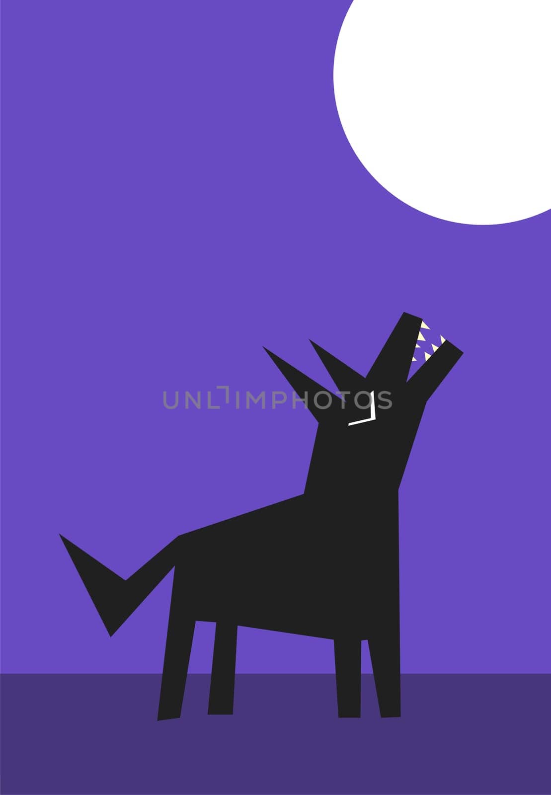 Wolf howling to the moon at night