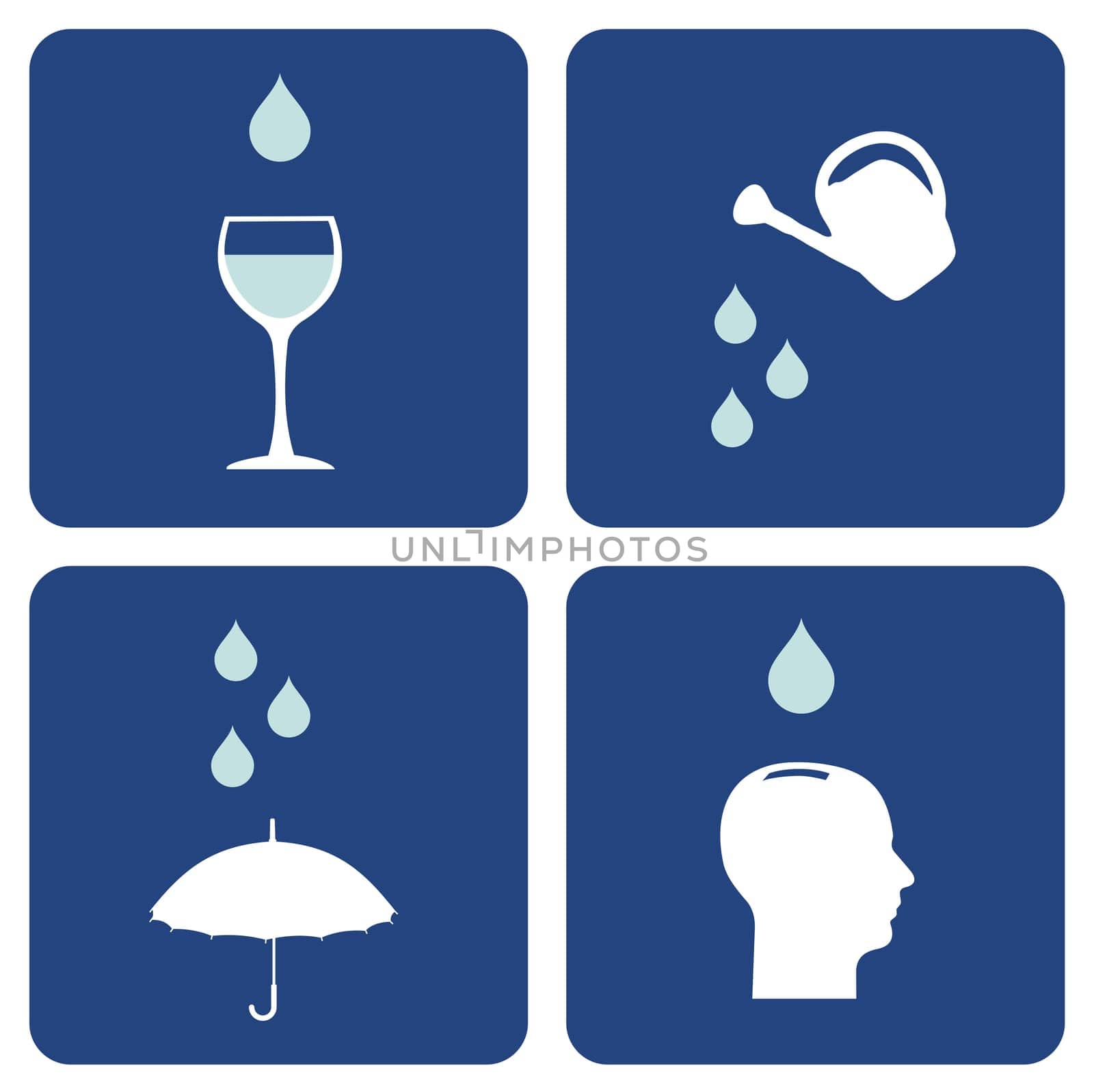 Environment pictograms series: icons composition about water care importance.