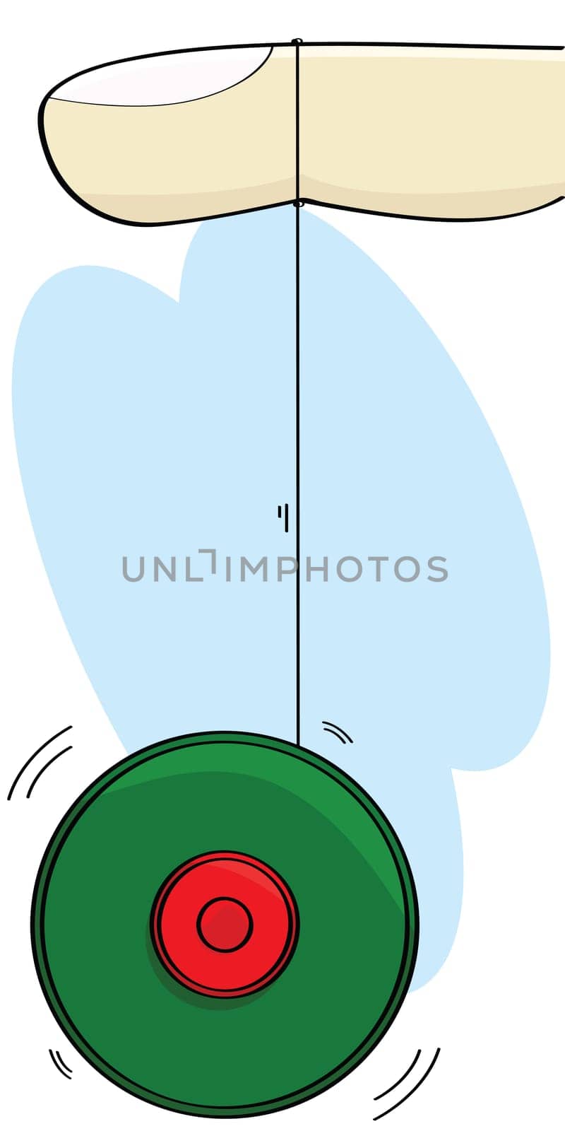 Cartoon illustration showing a finger and a yo-yo spinning