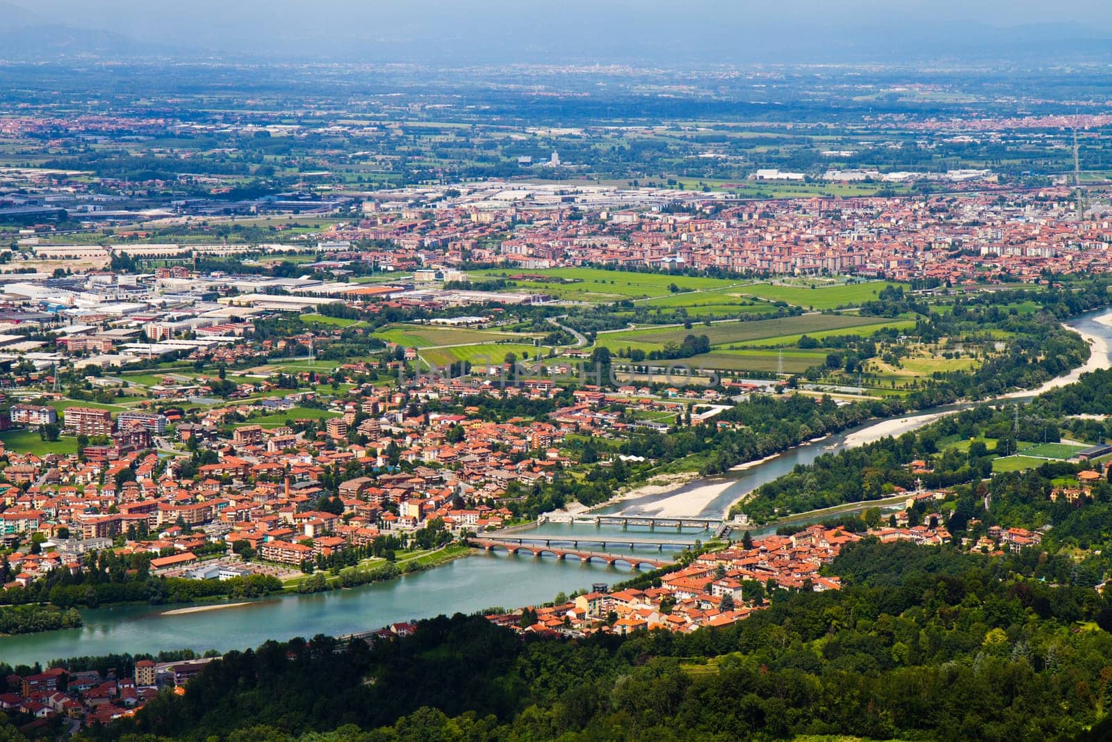City of Turin skyline panorama seen from the hill