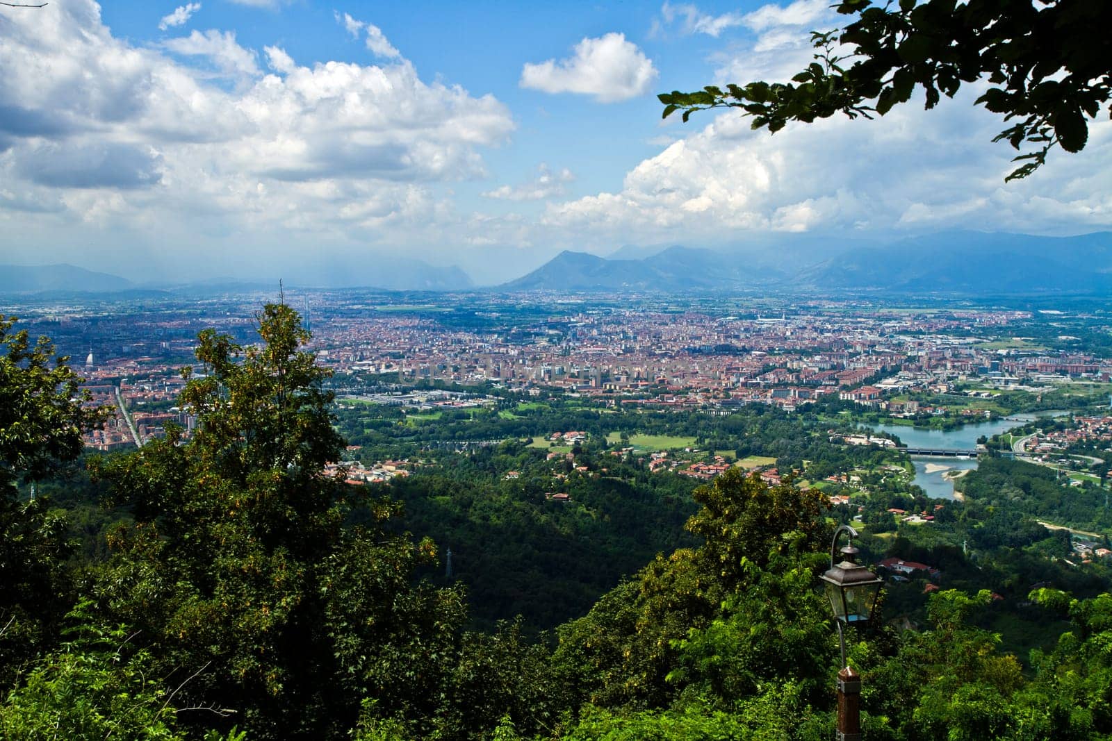 City of Turin skyline panorama seen from the hill
