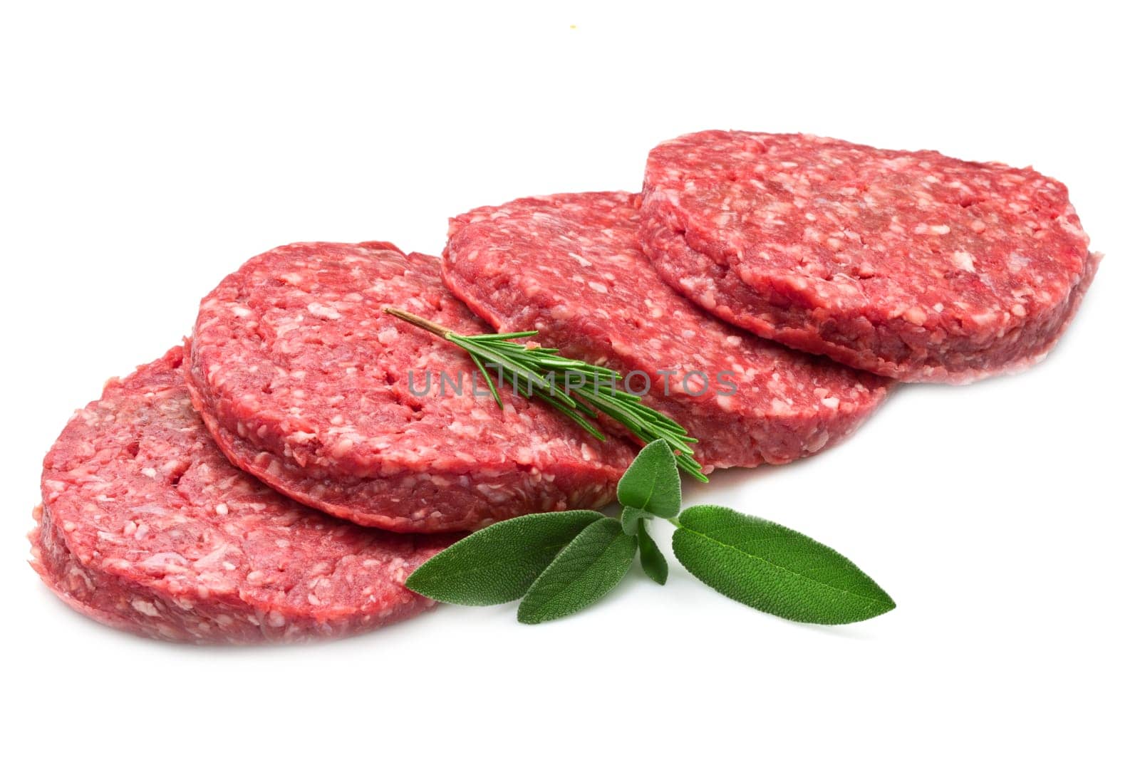 raw hamburger isolated on white background