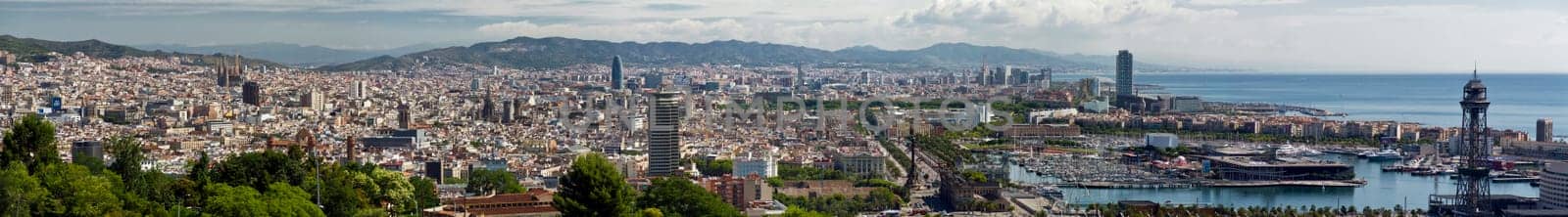 Great view of the city of Barcelona Spain, from Montjuic