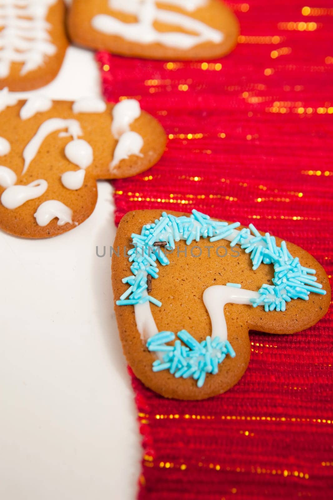 Decorated Christmas gingerbread. Studio shot.