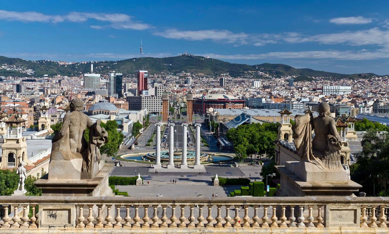 Great view of the city of Barcelona Spain, from Montjuic