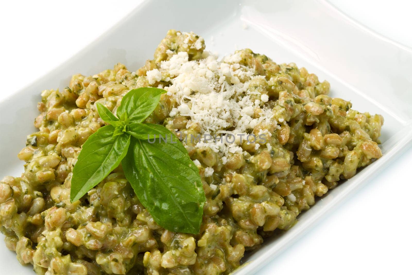 spelled salad with fresh pesto