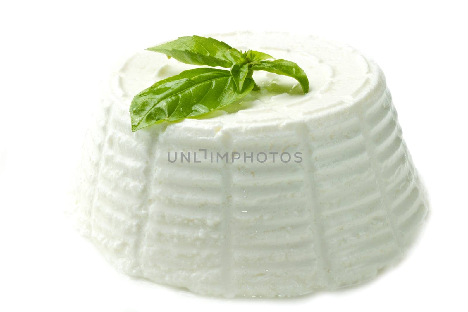 fresh ricotta with basil leaf