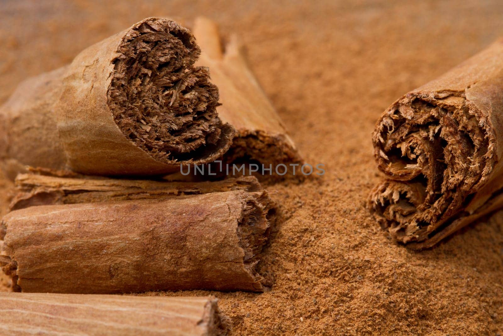 aromatic cinnamon sticks close up