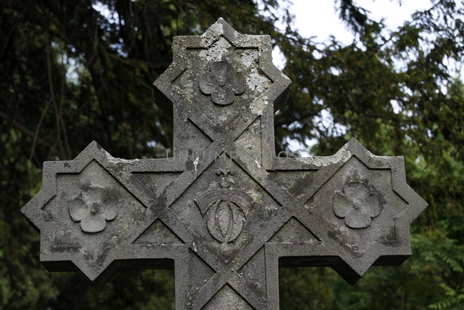 Grave cross with butterfly