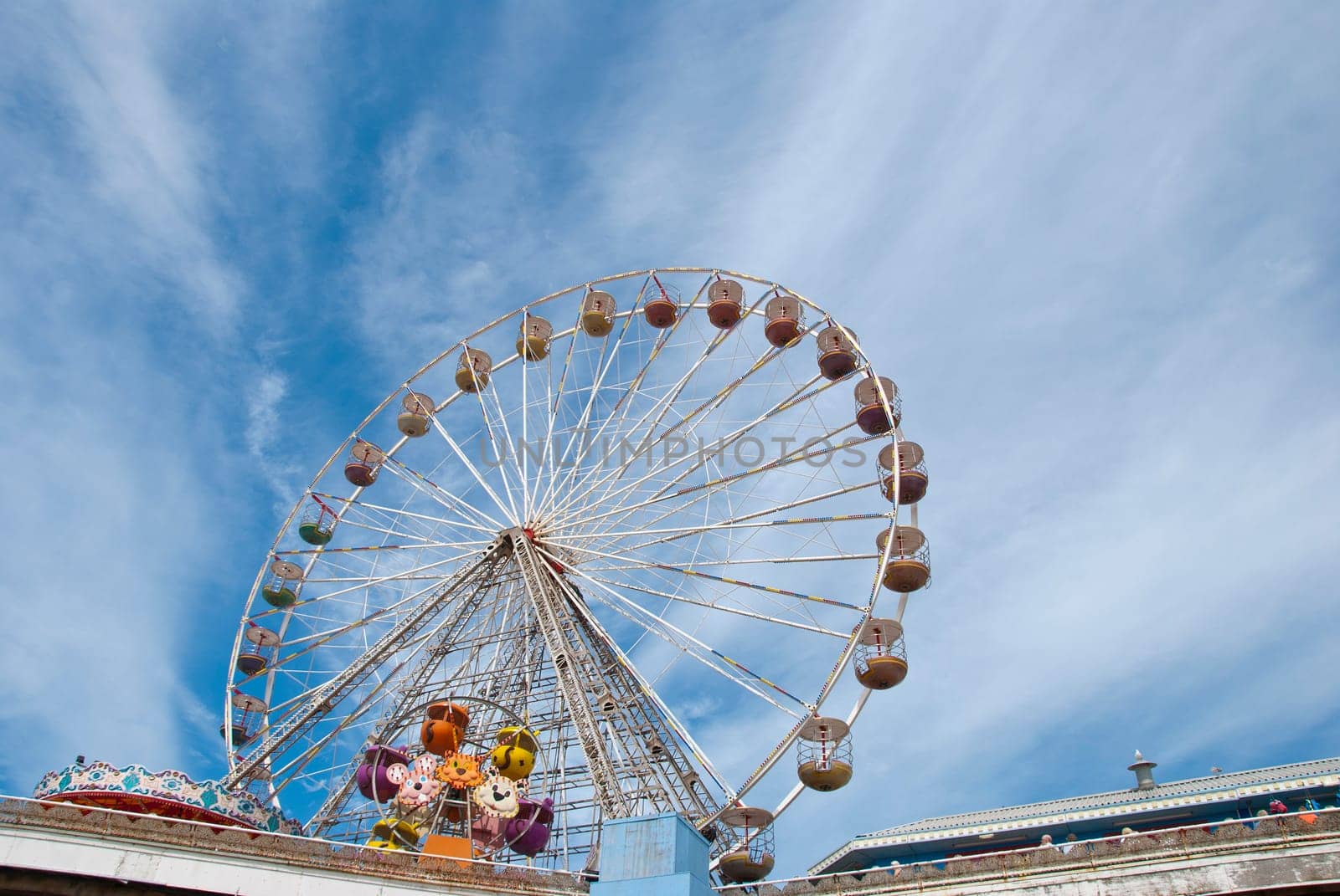 Ferris Wheel on Central Pier Blackpool under a summer sky