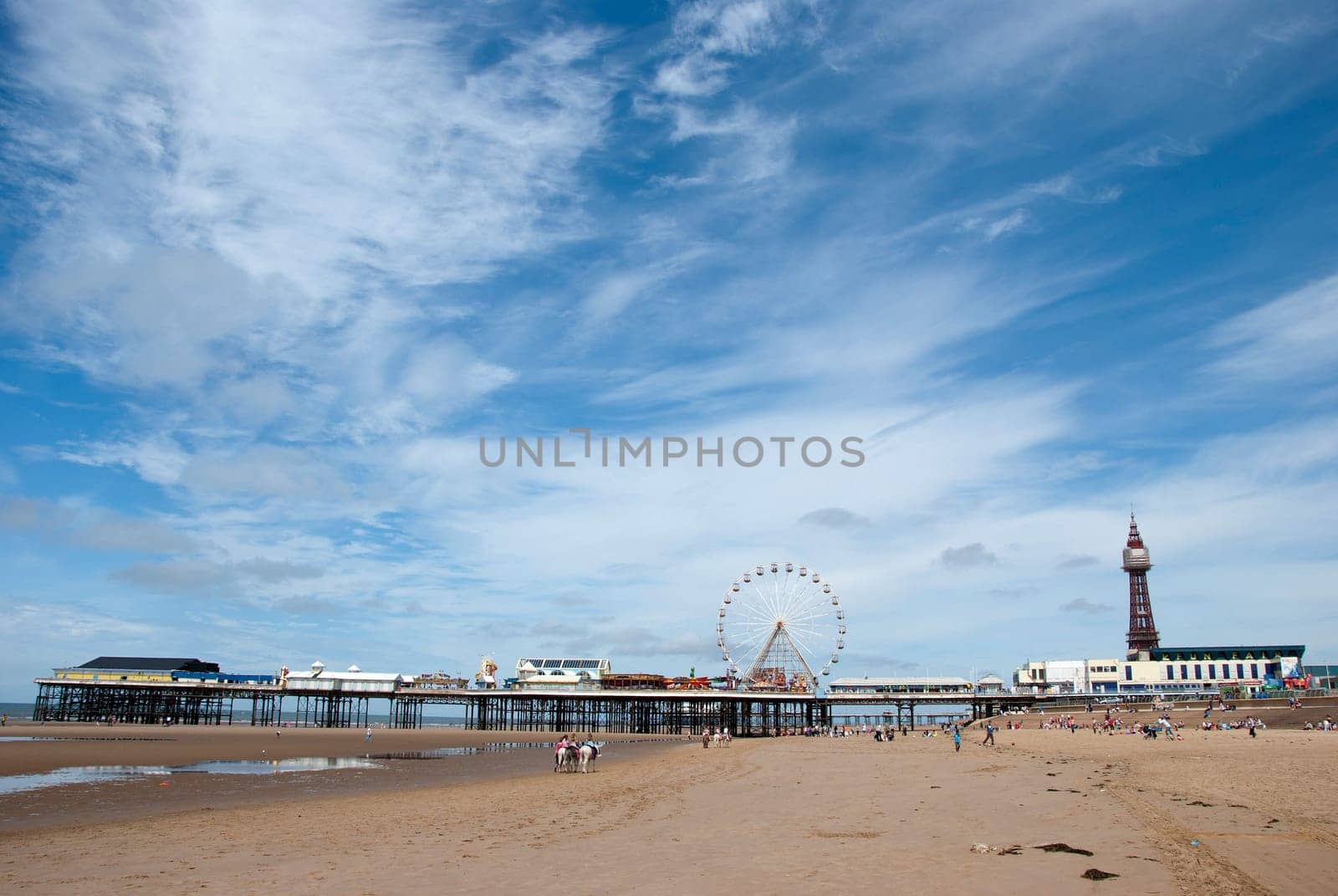 Beach View of Blackpool Tower and the Victorian Central Pier