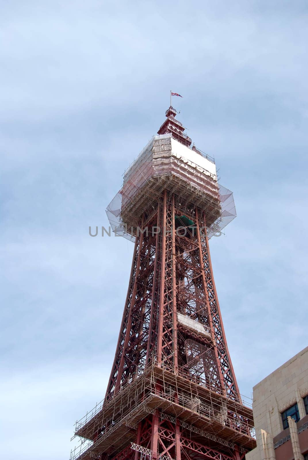 The Famous Tower of Blackpool under a blue sky