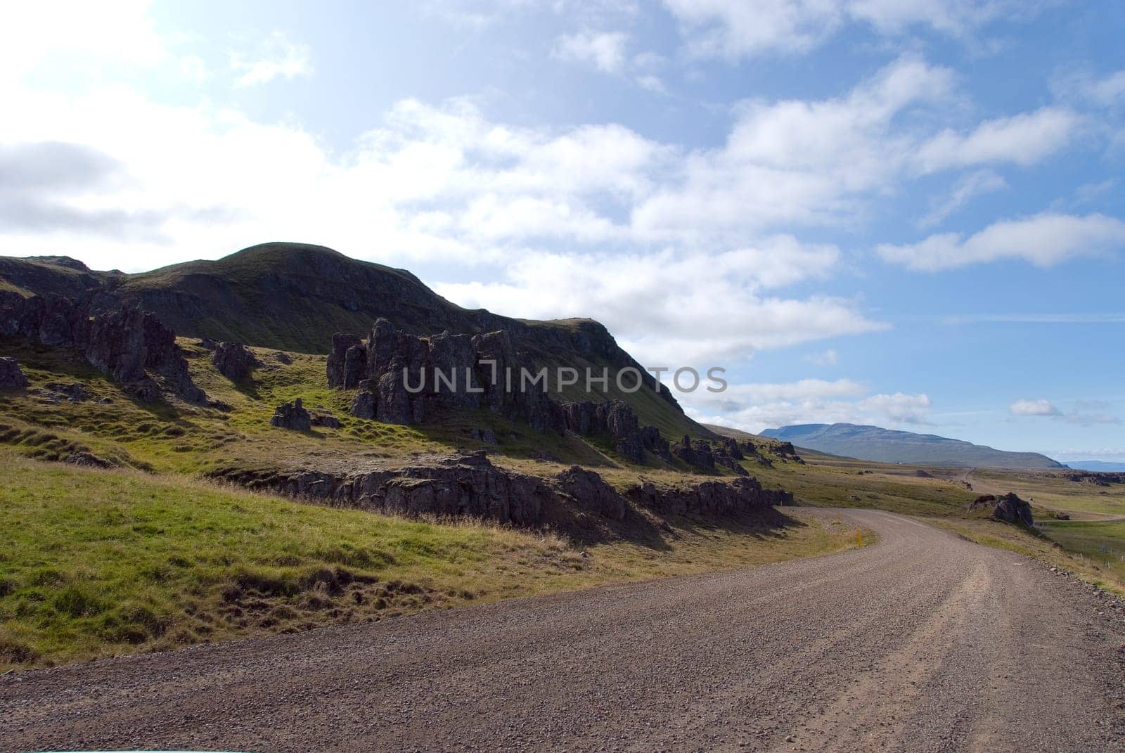 vatnsnes dirt road on the peninsula in iceland