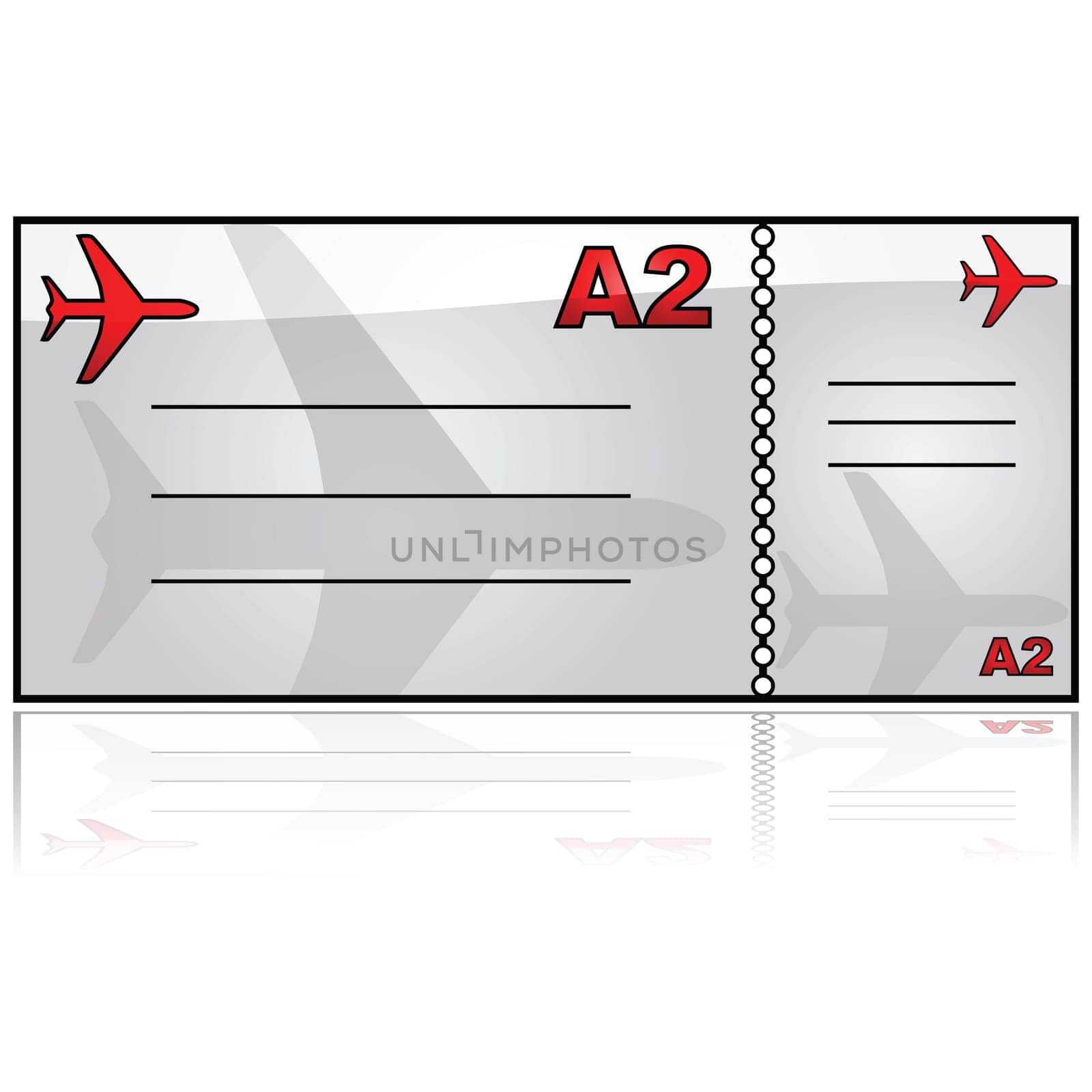 Glossy illustration showing a generic airplane ticket