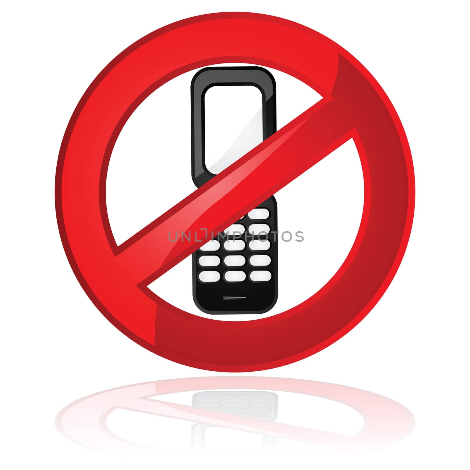 Illustration showing a sign stating that cell phones are not allowed