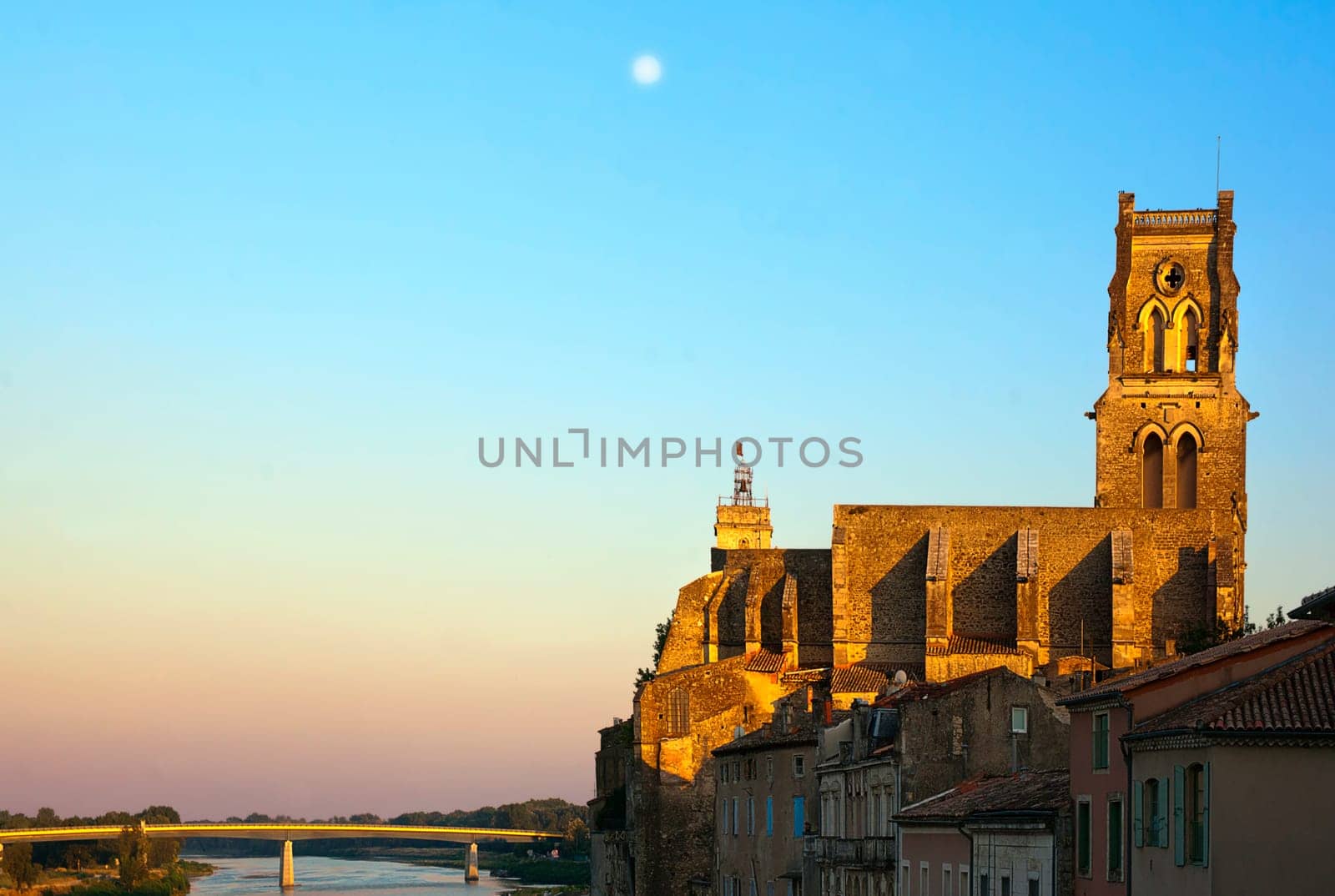 The cathedral of Pont Saint Esprit in the evening light