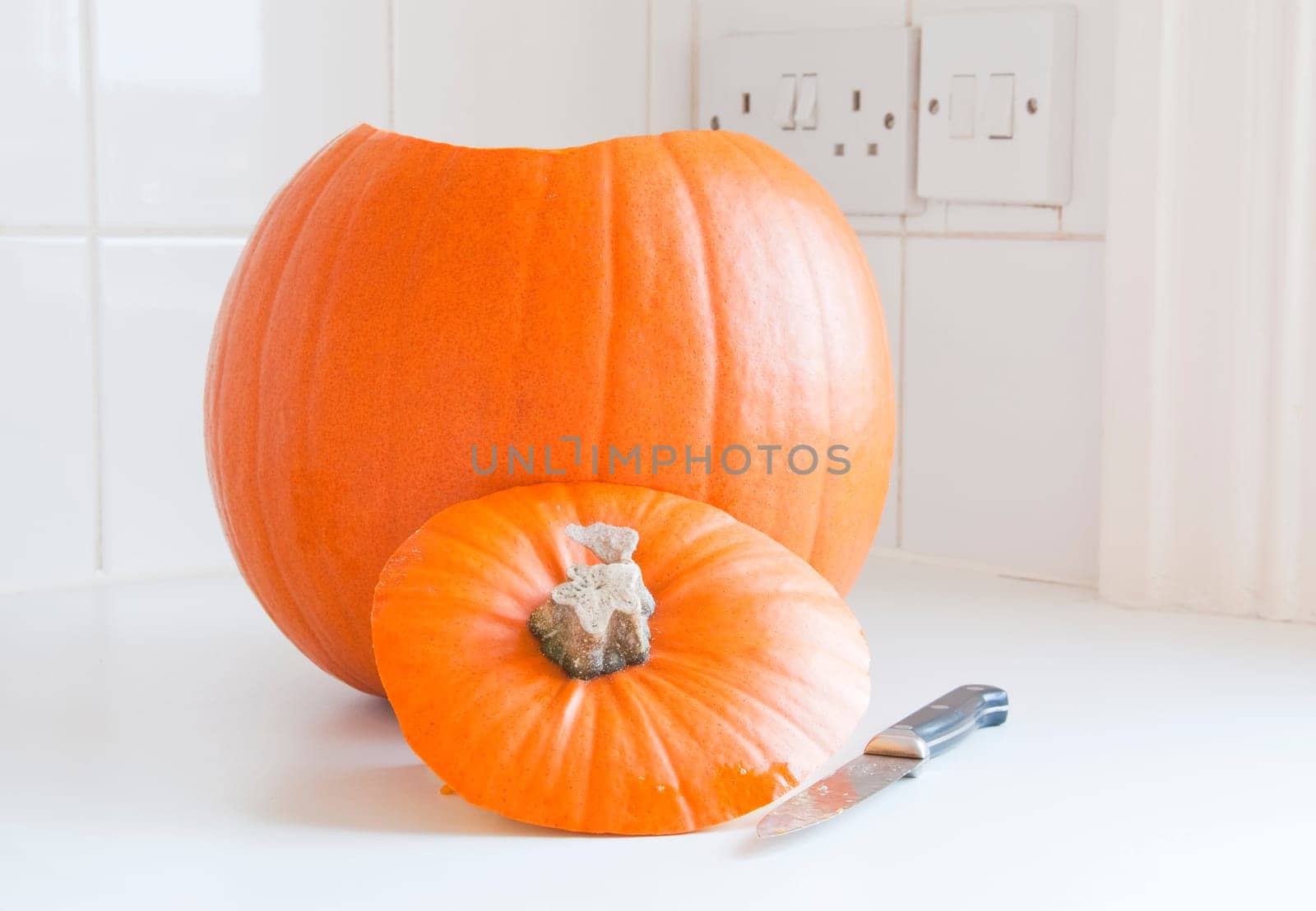Preparing a Halloween lantern