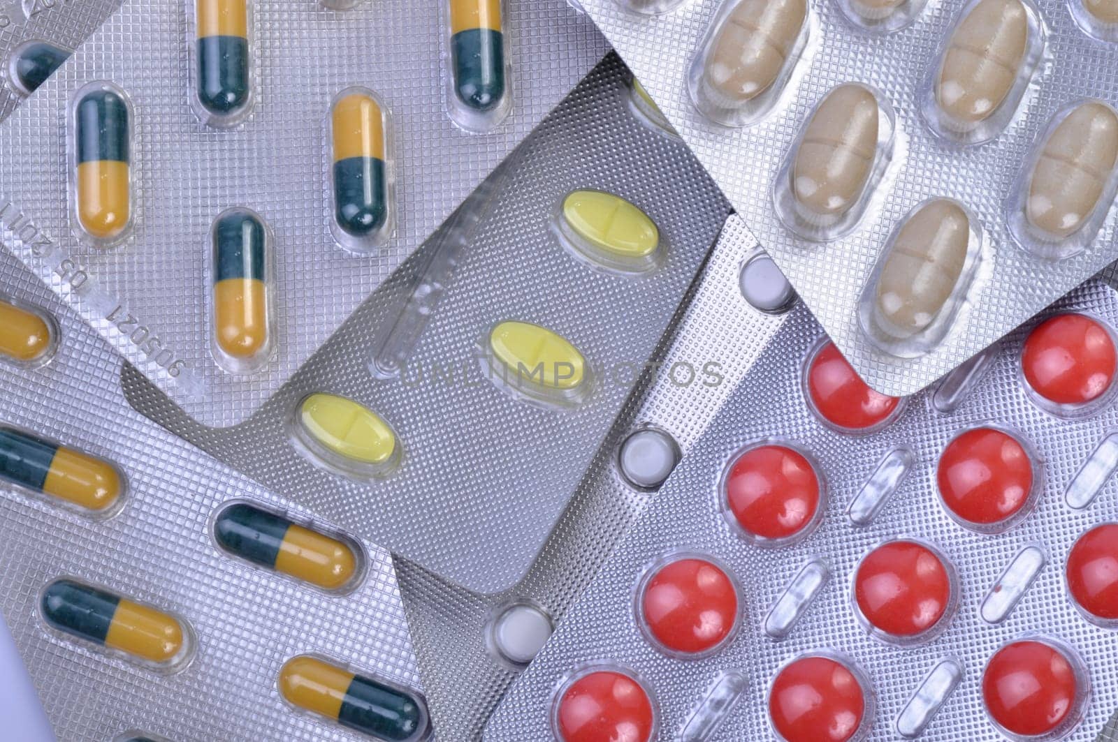 Many tablets of drugs and pills.