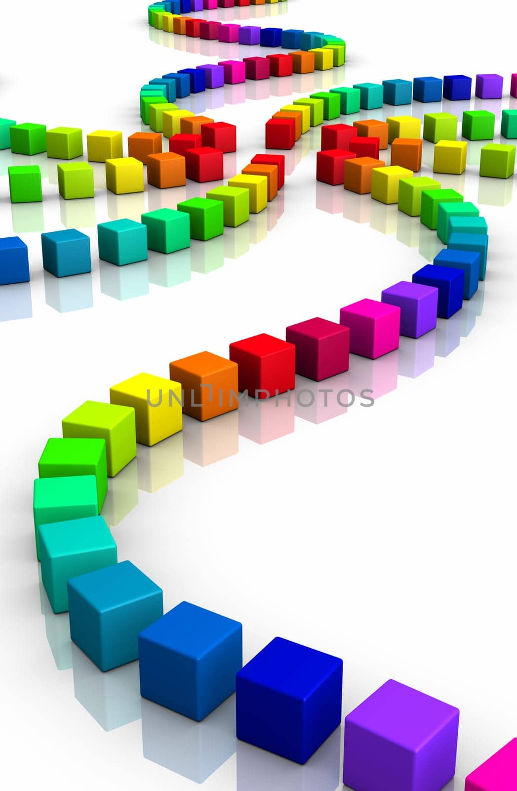 3D Cube - Rainbow Swirl 01
