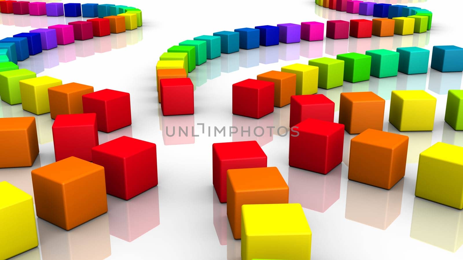 Colorful 3D Cube Spiral 01