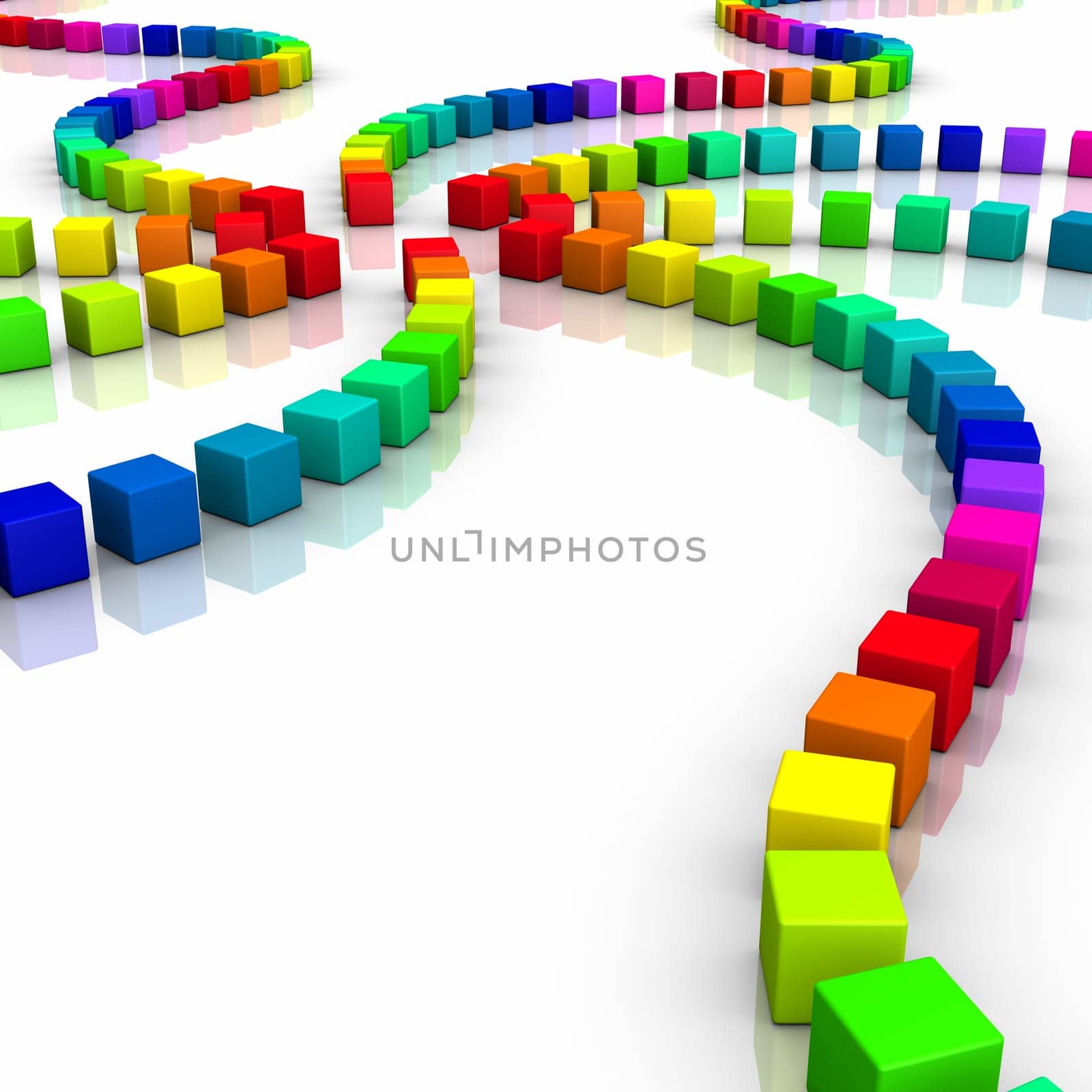 Colorful 3D Cube Spiral 02