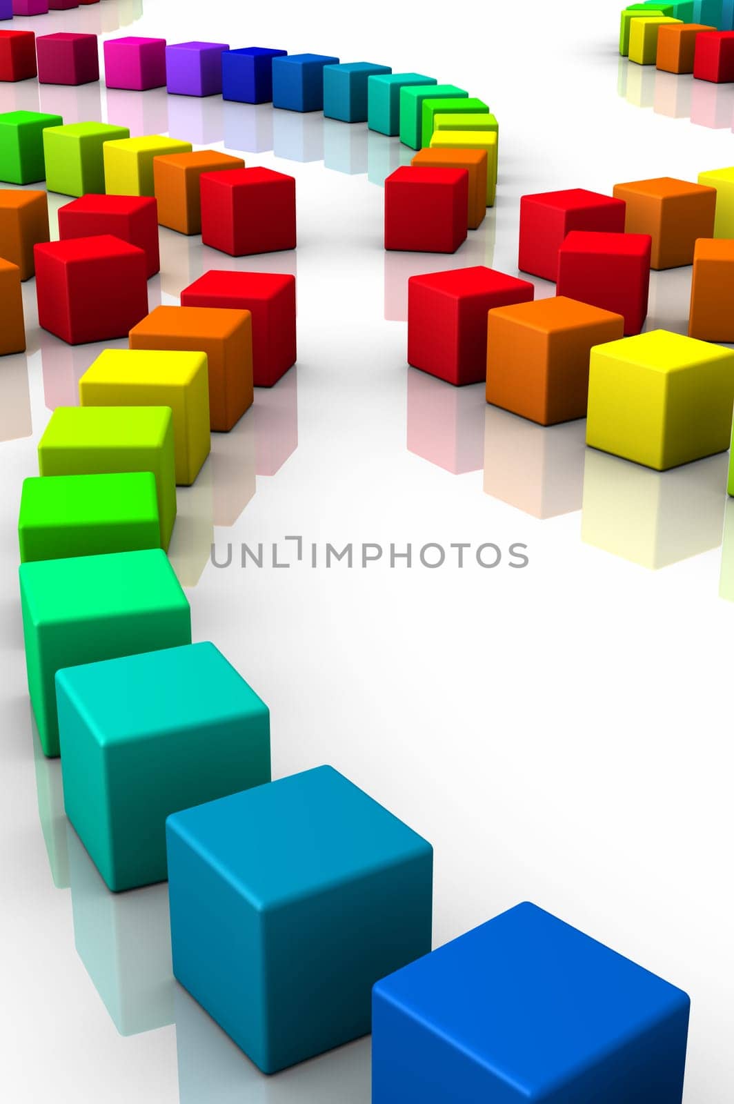 Colorful cube spiral in 3D