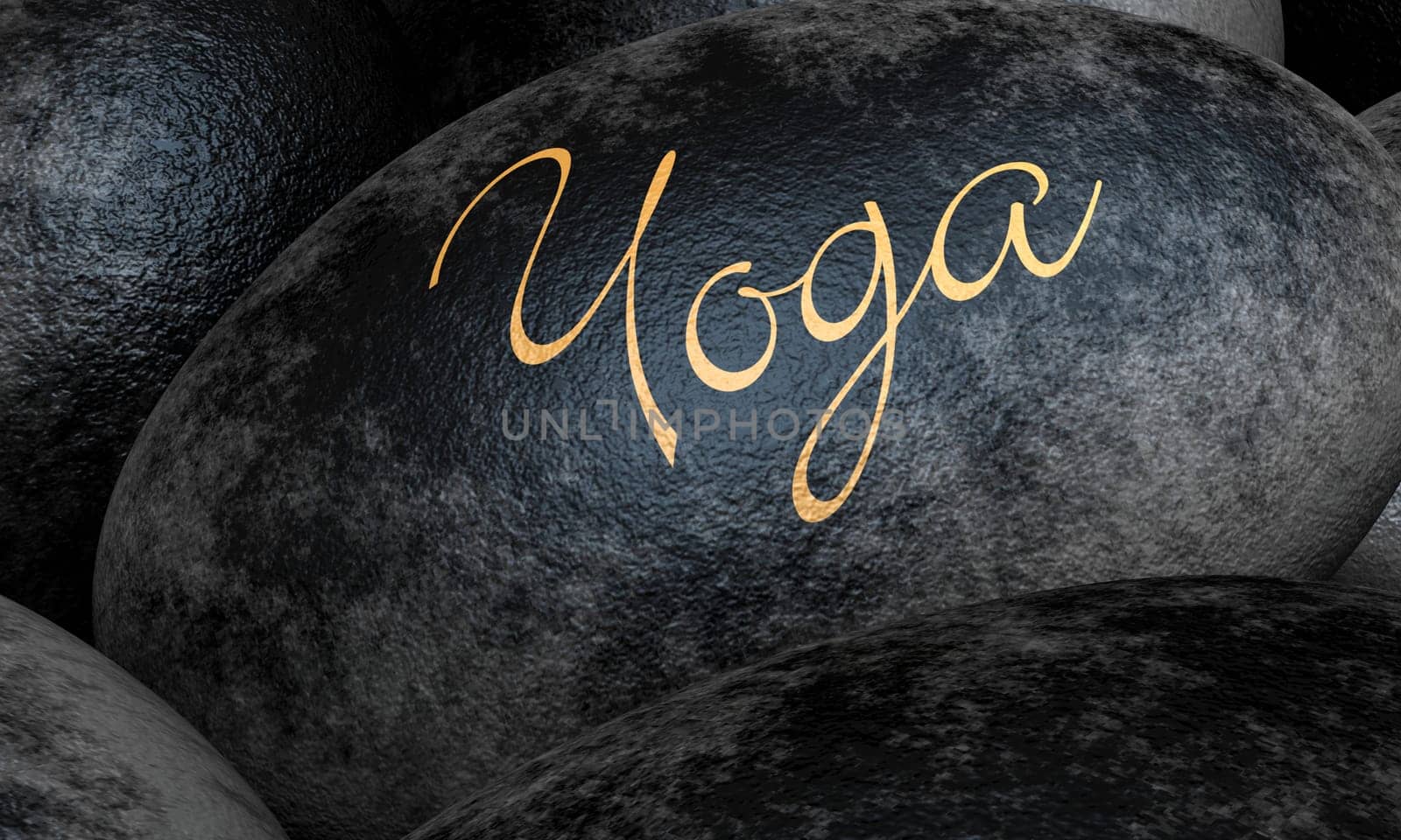 Black Stones with Text - Yoga