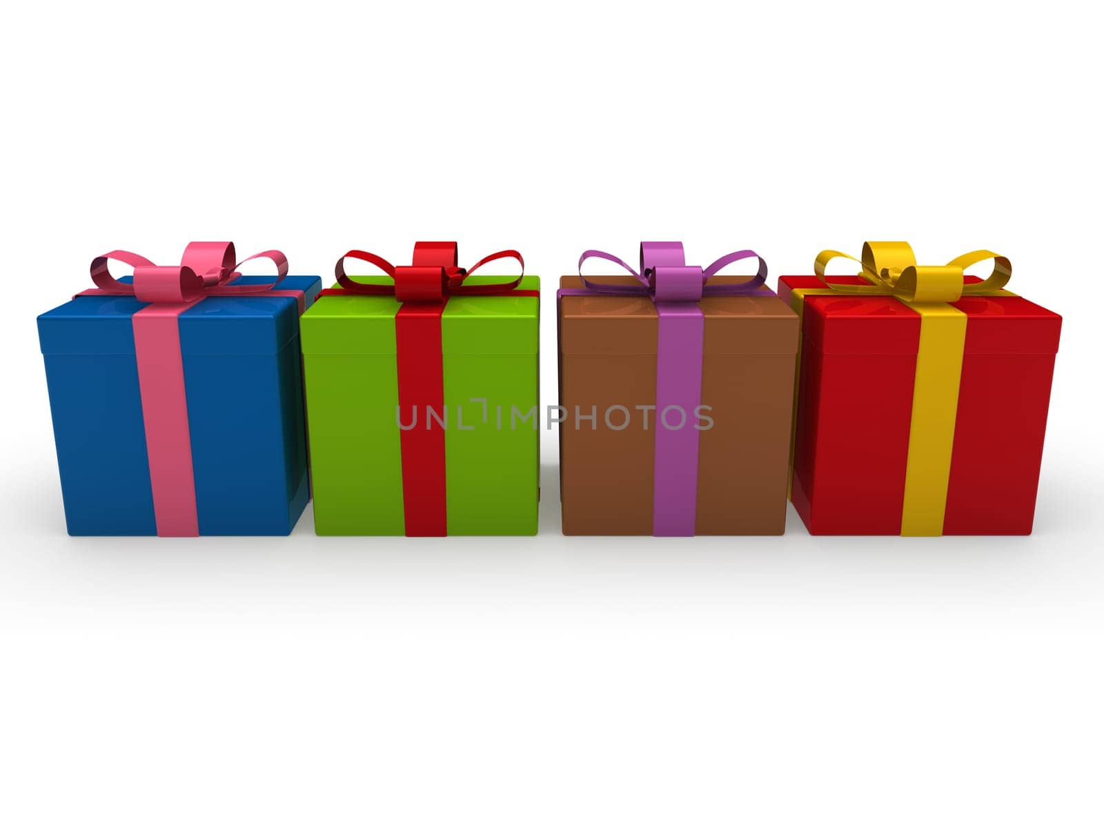 3d, gift, red, gold, purple, green, pink
