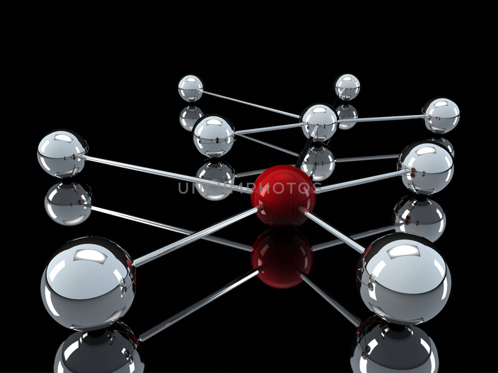 3d, red, chrome, ball, network, communication, black