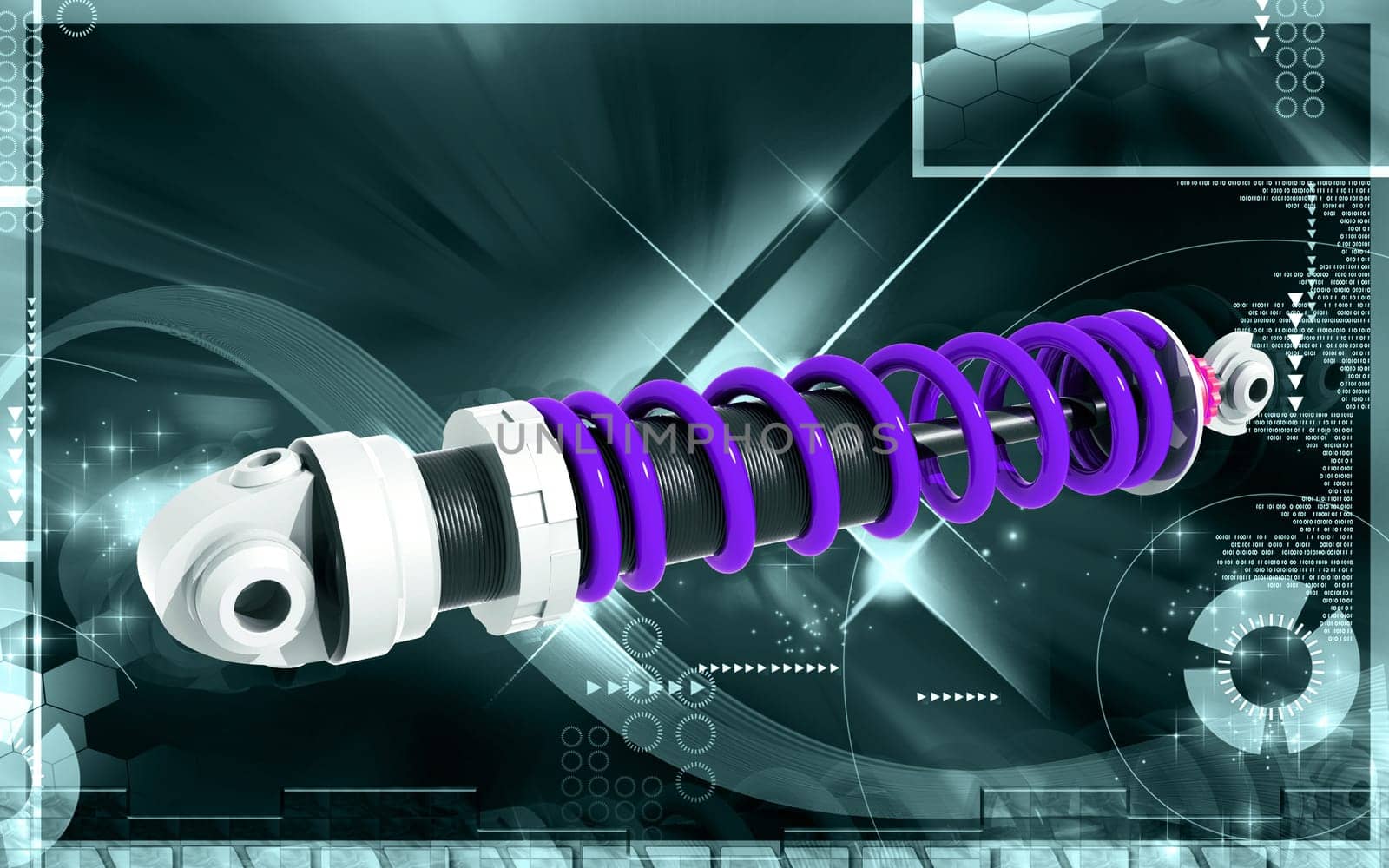 Digital illustration of Shock absorber in colour background