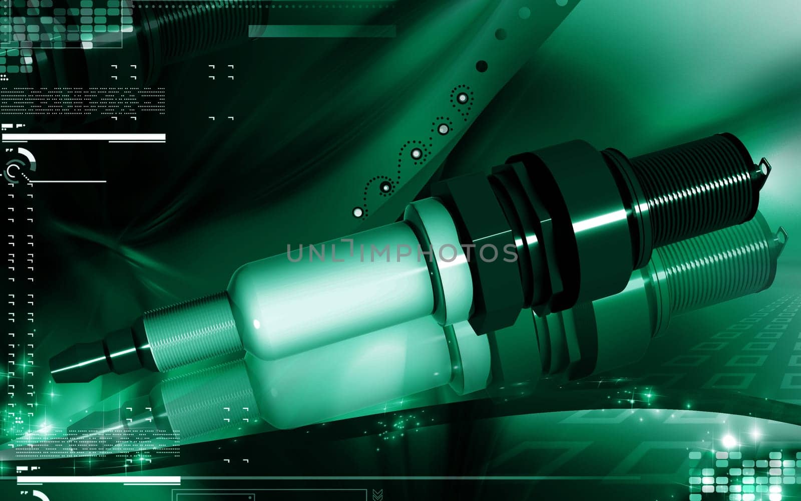 Digital illustration of Spark plug in colour background