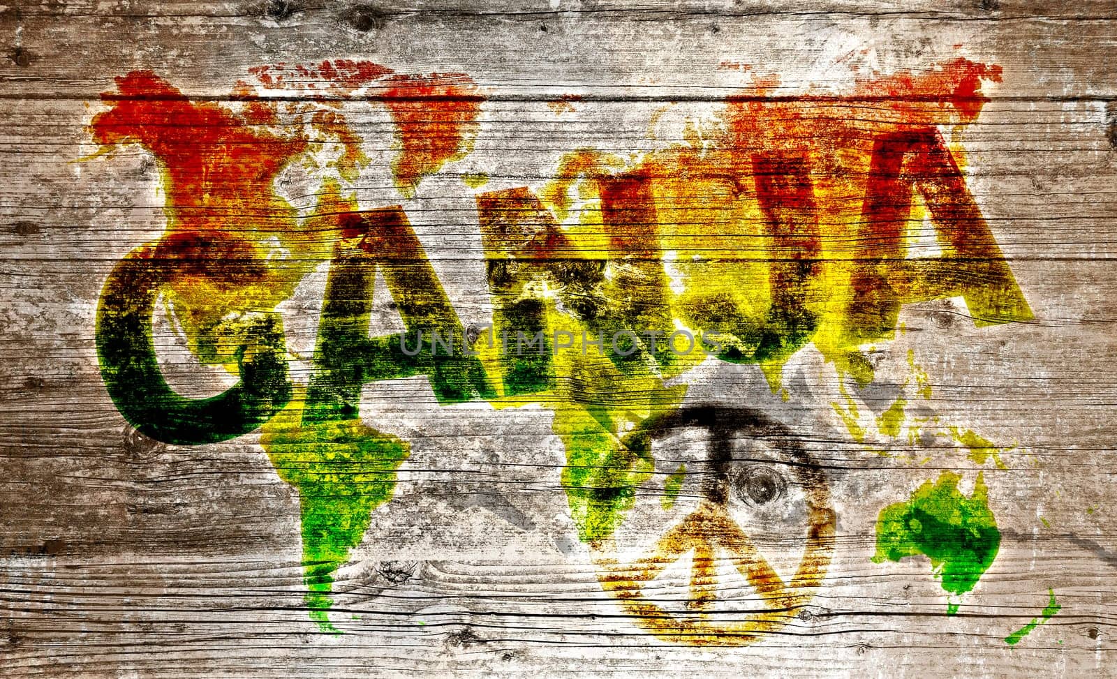 Wooden board - Ganja and peace for the world