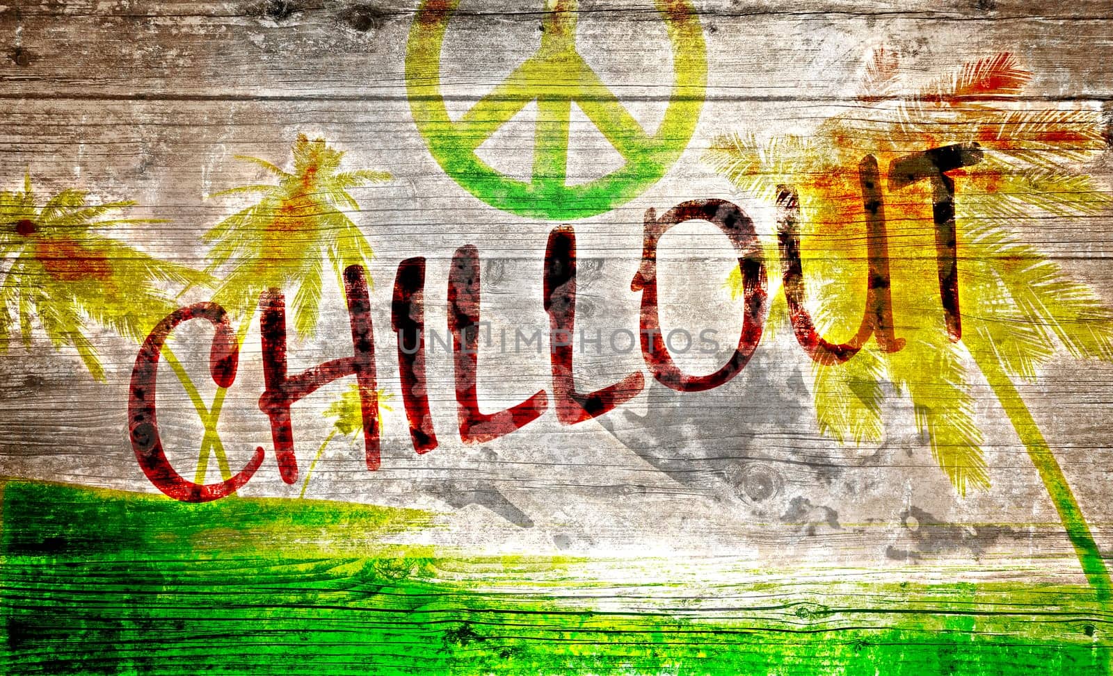 Chillout graffiti on old wooden board