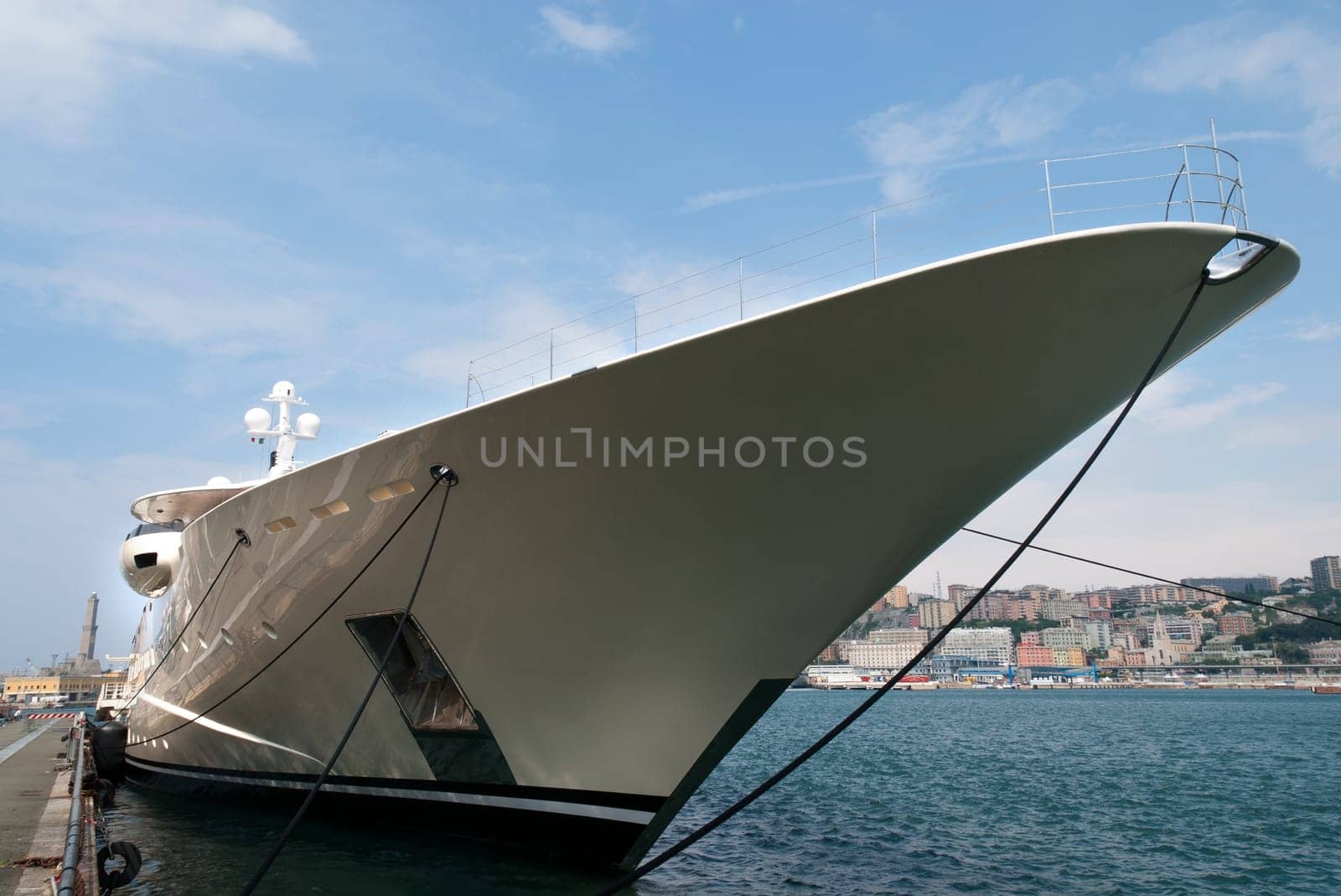 prow of a yacht and lantern of genoa