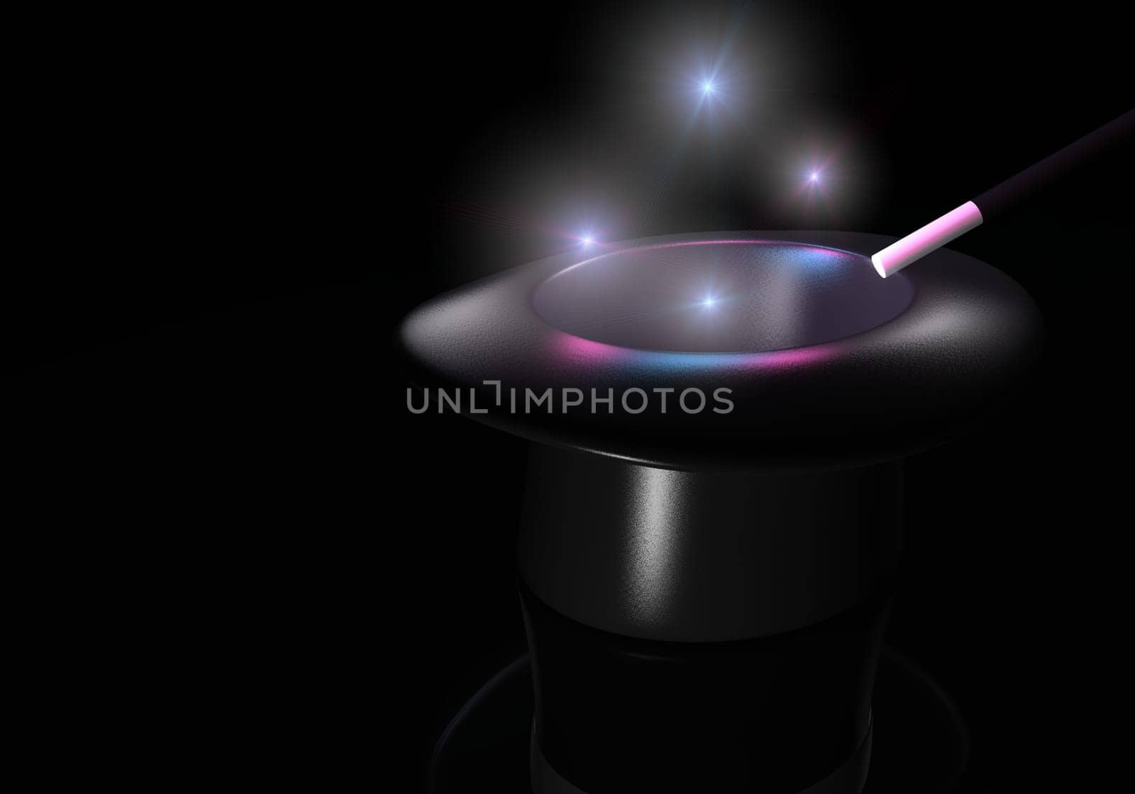 Magic hat and wand with colorful lights