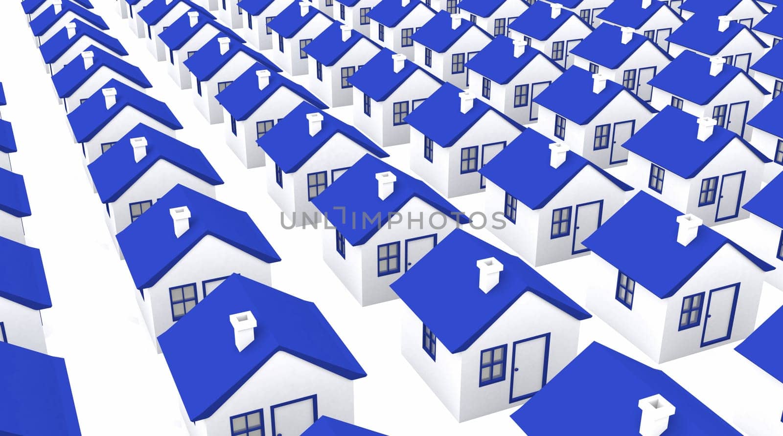 Houses in mass production - blue white