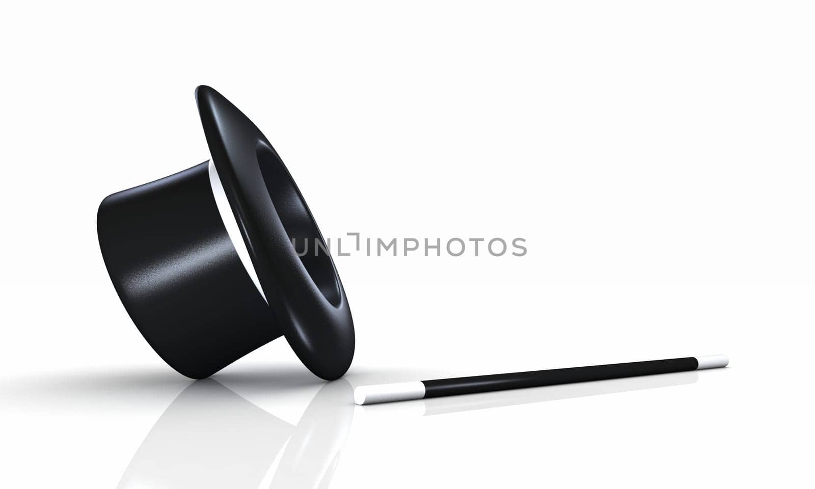 Top Hat with Wand - Black White 01