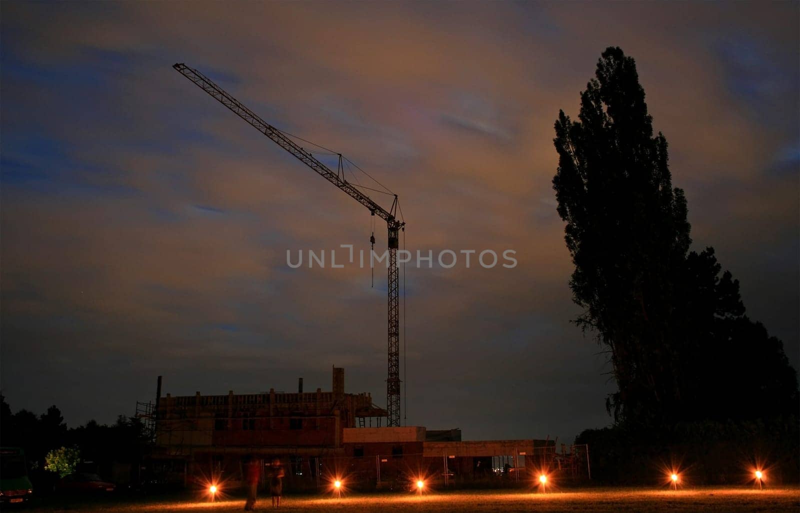 Construction site at night