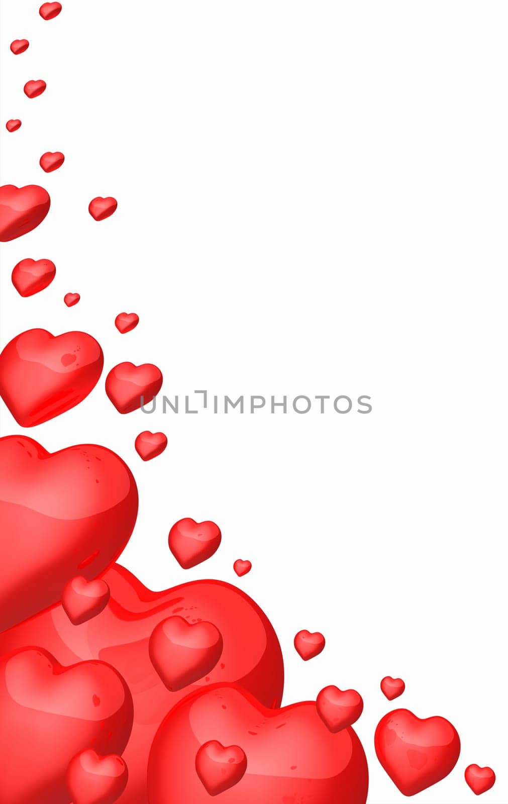 Red Hearts in Corner - Isolated