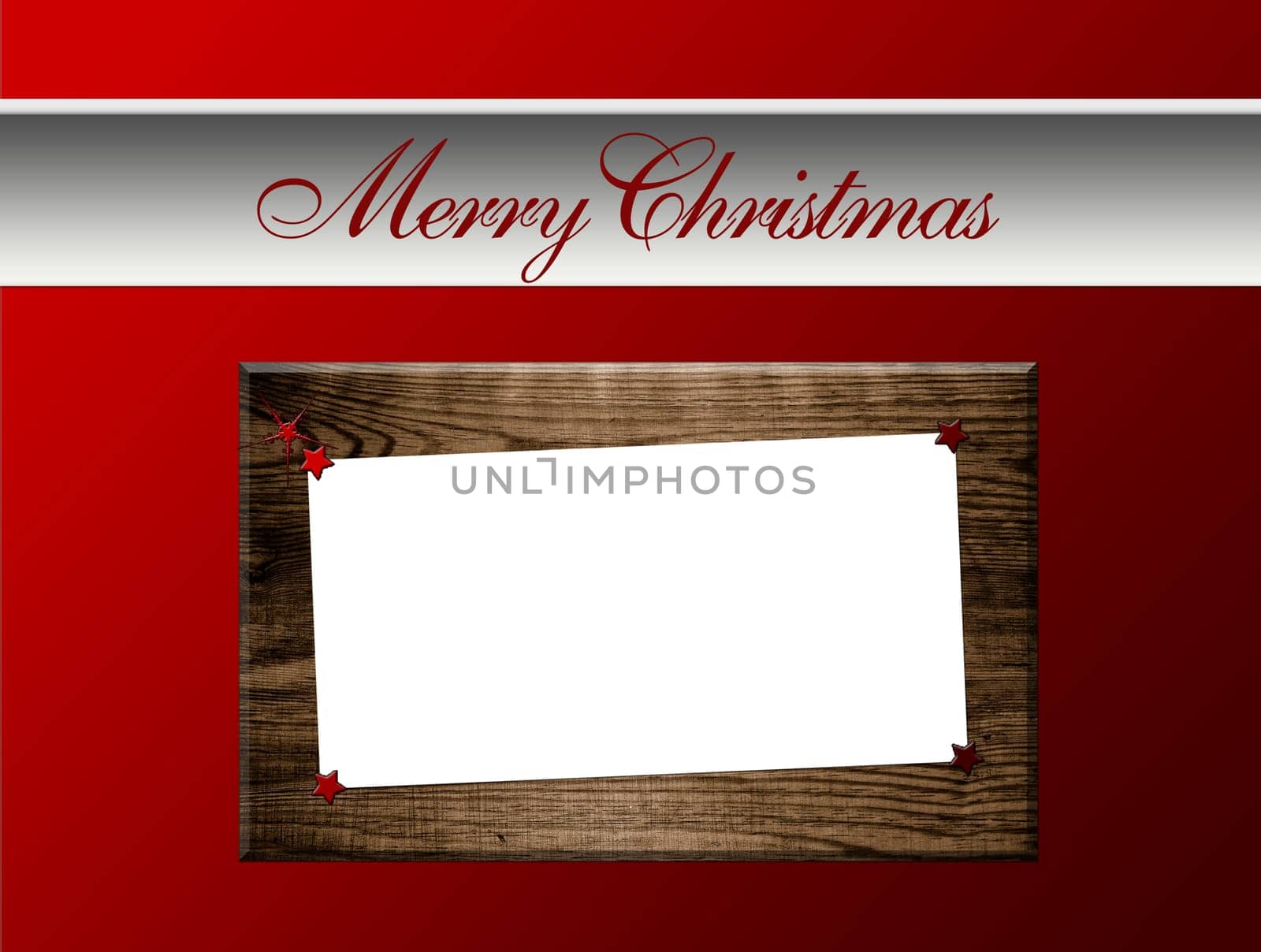 Christmas card with stars and wooden frame
