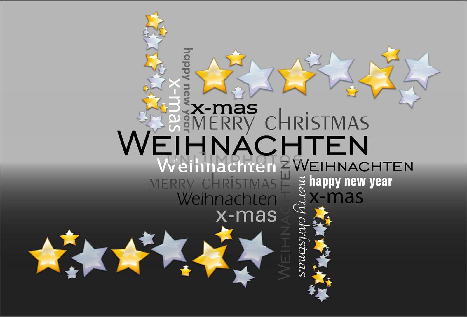 Christmas card with stars texts