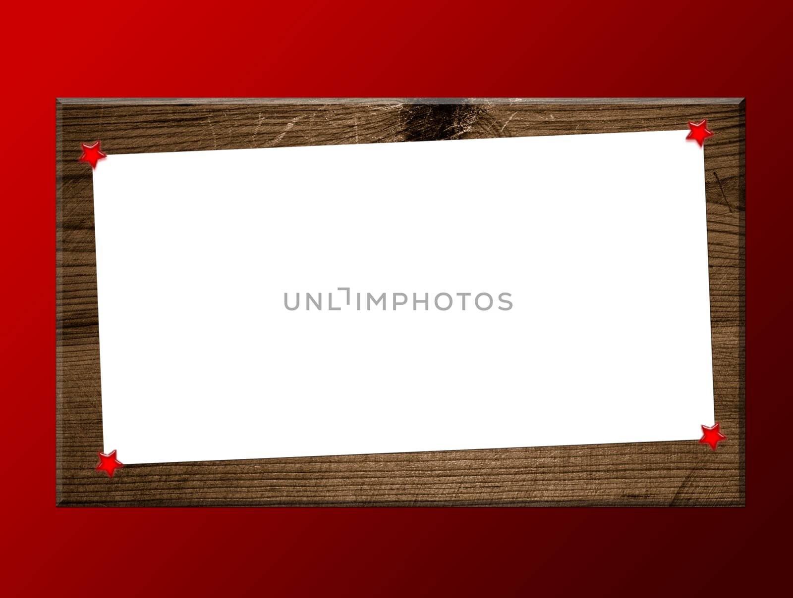 Christmas card with stars and wooden frame
