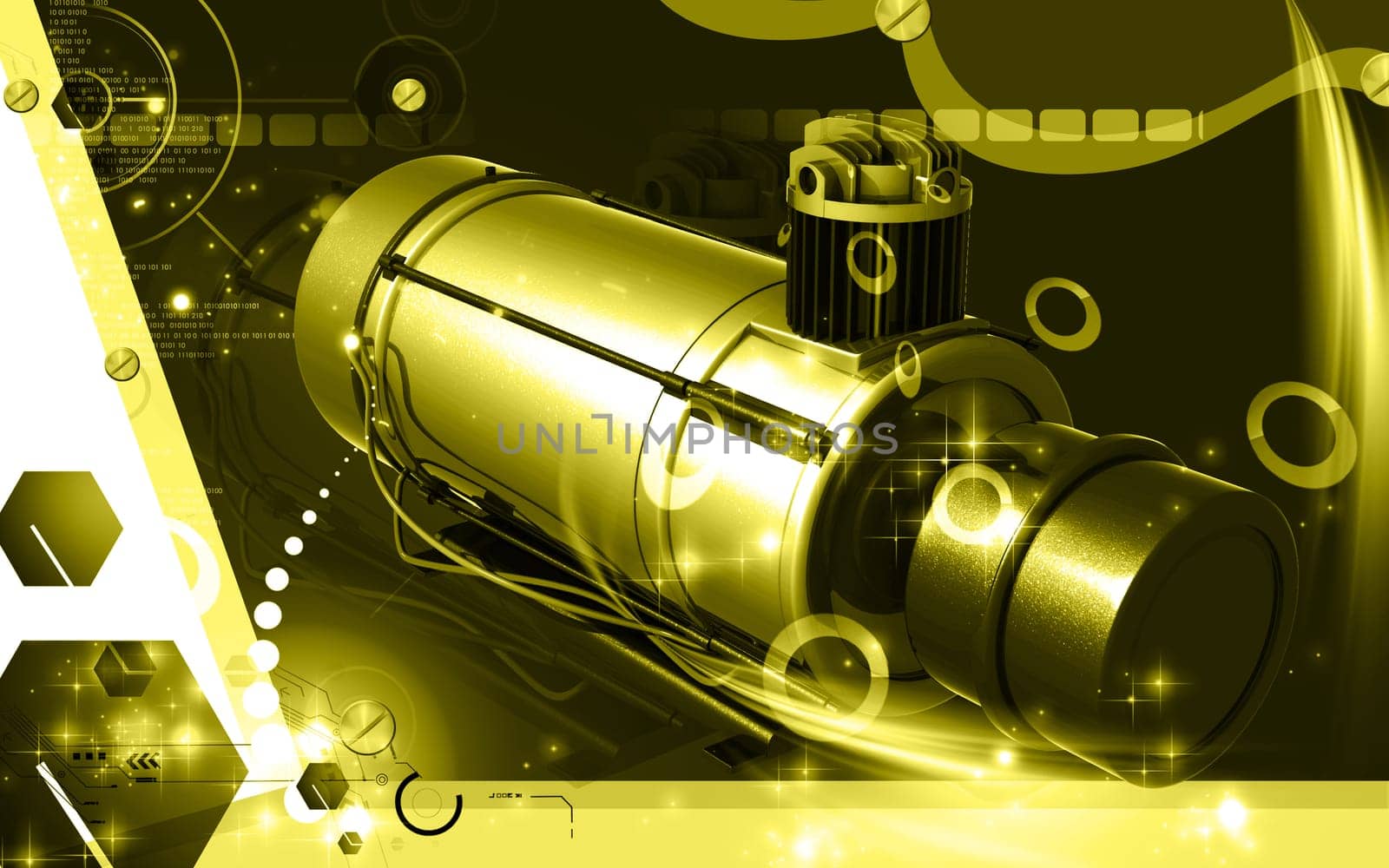 Digital illustration of air compressor in colour background
