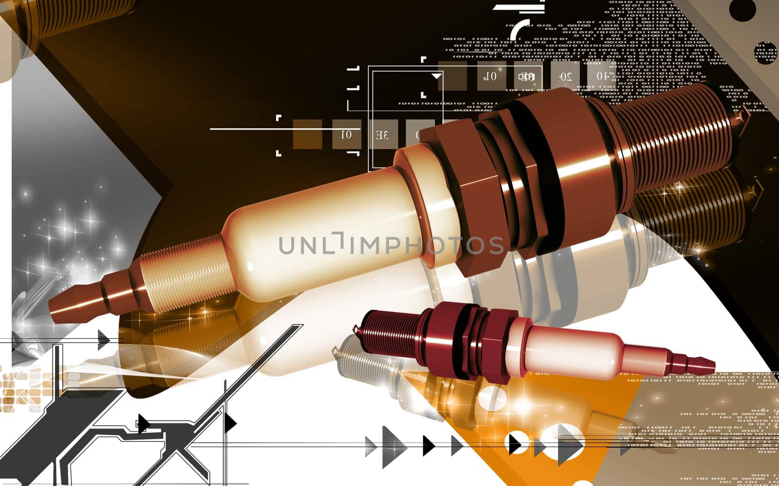 Digital illustration of Spark plug in colour background