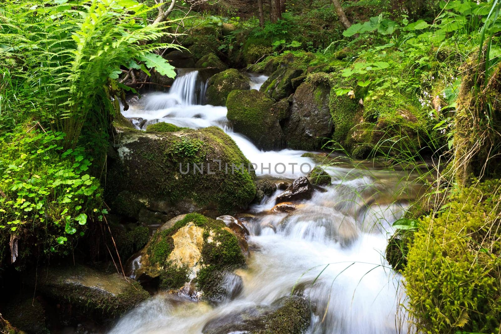 texture of flowing water on a stone mountain