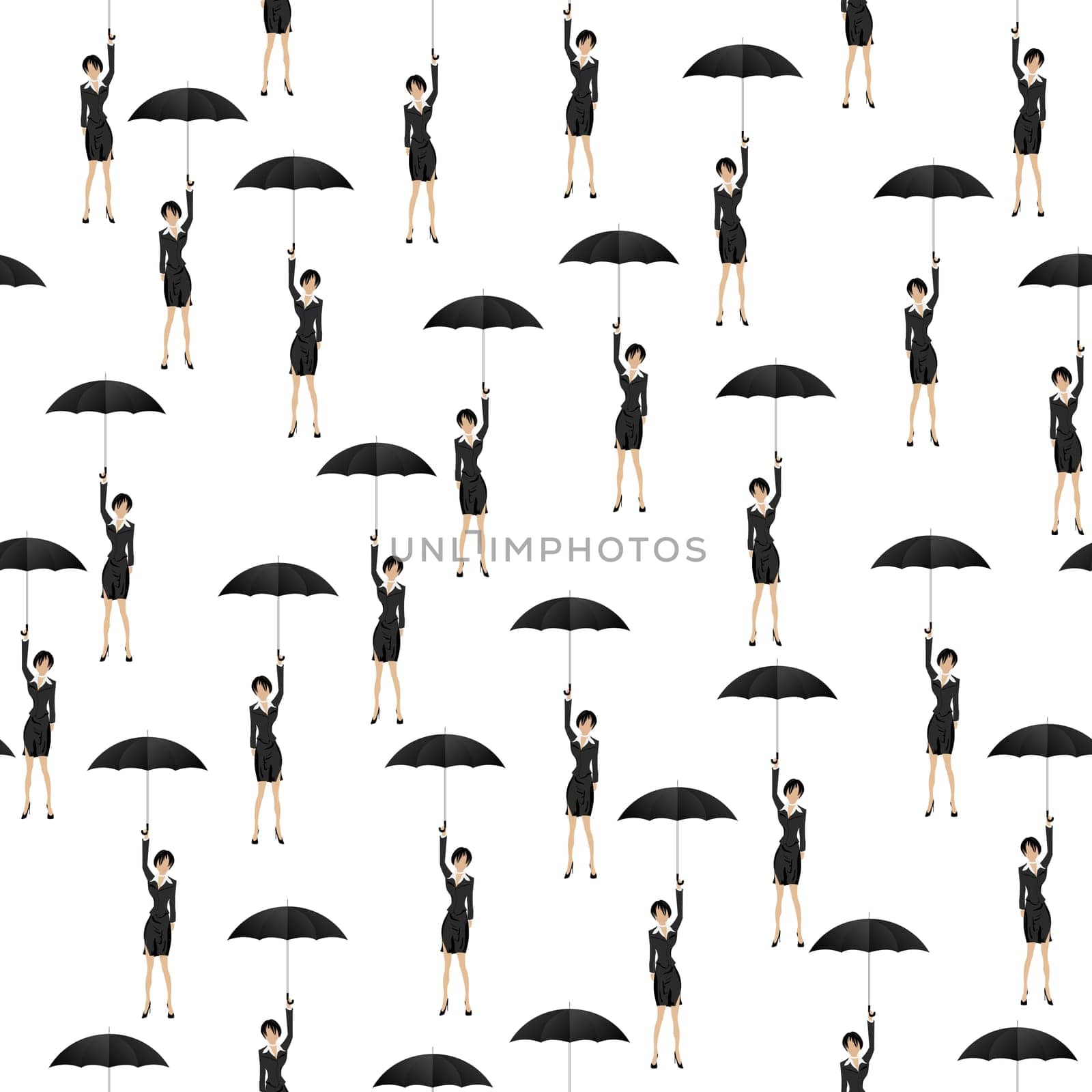 Girl with umbrella pattern