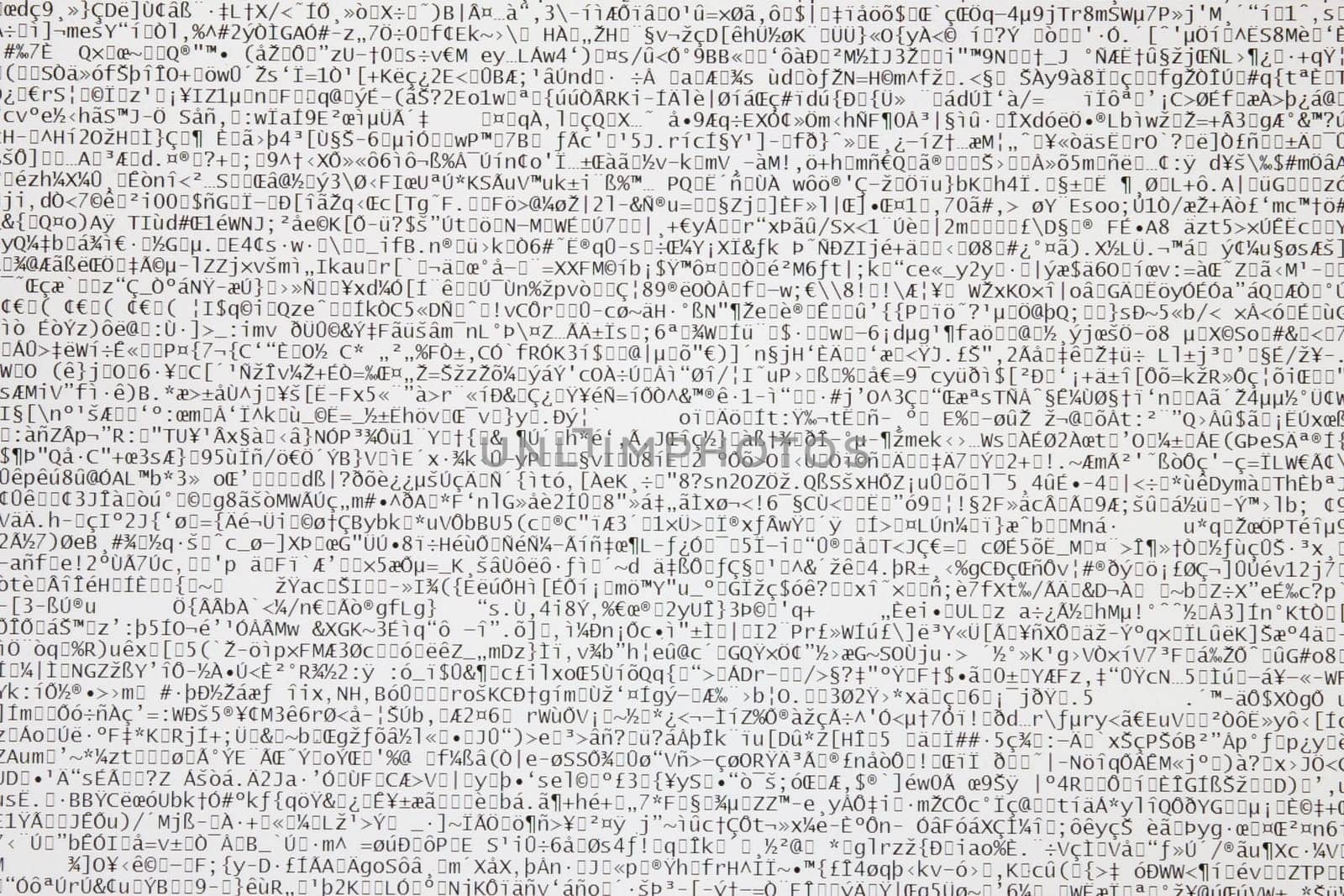 Background consisting of collection of confused letters,numbers and symbols