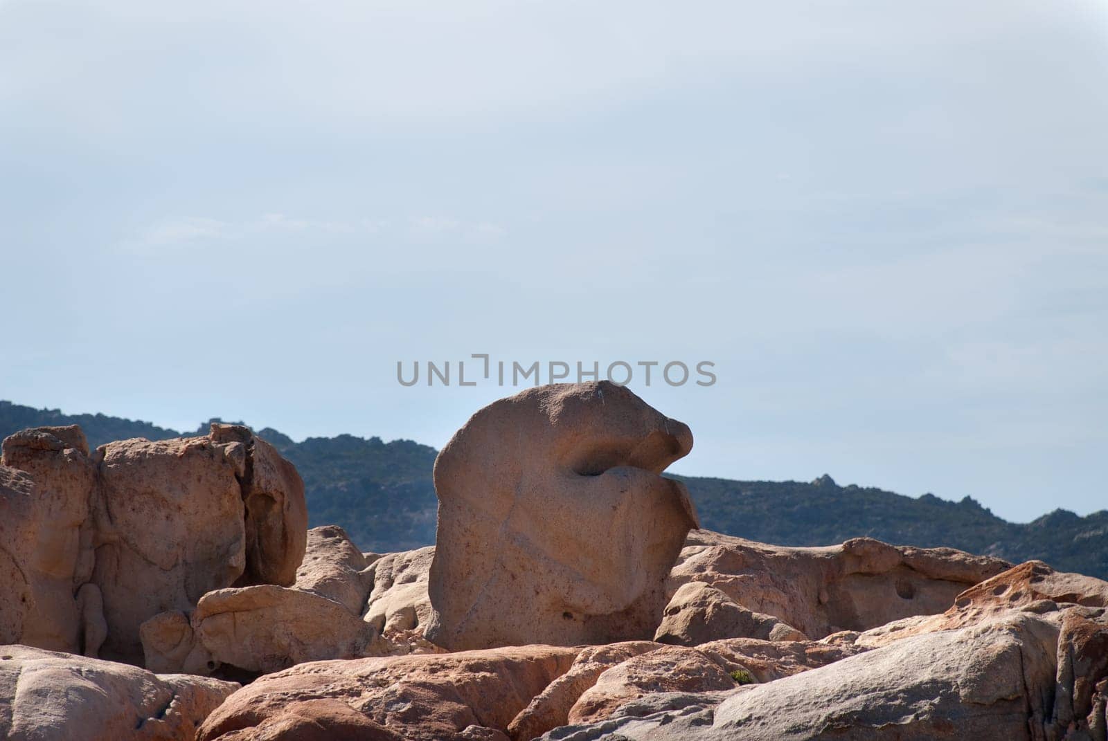pink granite rocks on the island La Maddalena in Sardinia